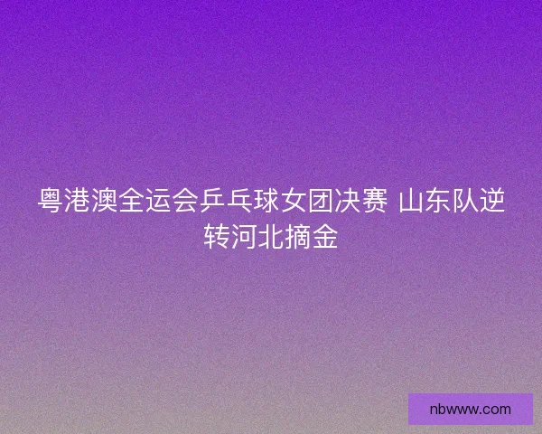 粤港澳全运会乒乓球女团决赛 山东队逆转河北摘金 粤港澳全运会乒乓球女团决赛 山东队逆转河北摘金
